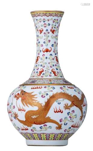 A Chinese famille rose bottle vase, decorated with a