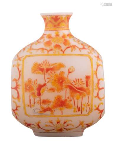 A Chinese enamelled opal snuff bottle, floral