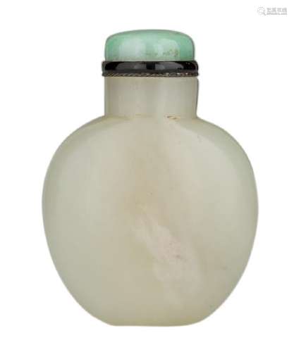 A Chinese pale celadon jade snuff bottle, the green