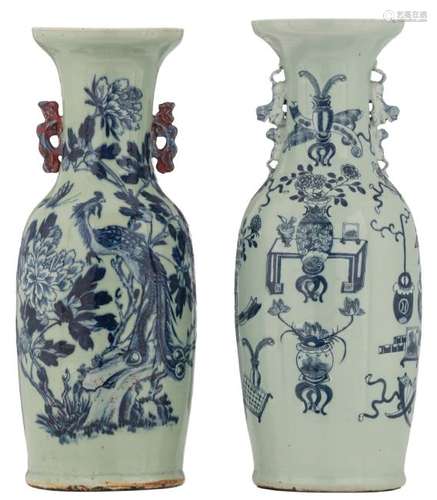 Two Chinese celadon ground vases, decorated with