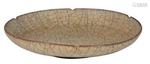 A Chinese Kuan type celadon crackleware dish, possibly