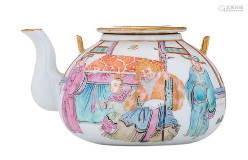 A fine Chinese famille rose teapot and cover, decorated