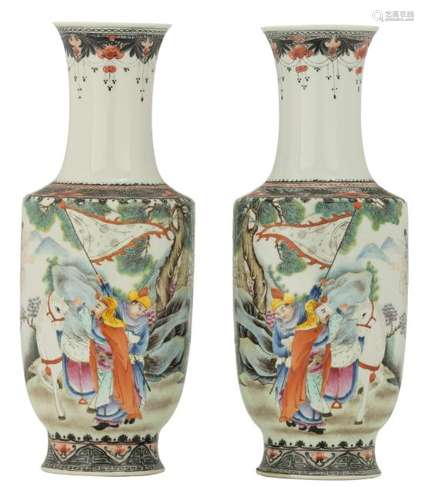 A fine pair of Chinese famille rose vases, overall