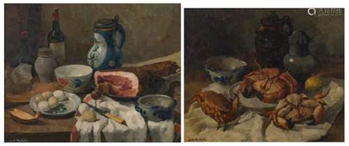 Michiels G., two still lifes, one with crab and one