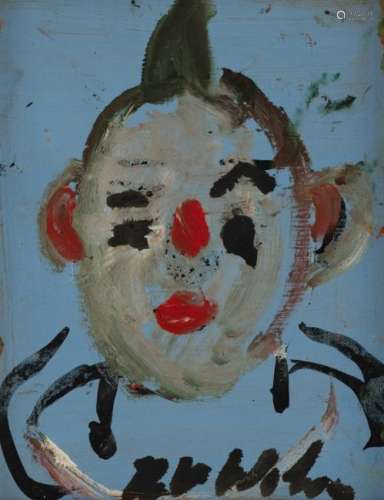Wolvens H.V., a clownesque child's portrait, oil on