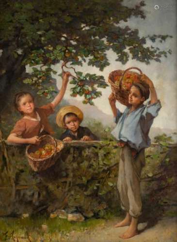 Reynaud F., apples in abundance, oil on canvas, 54,5 x