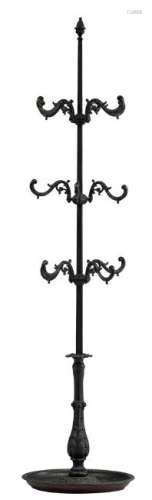 A French black lacquered cast iron coat stand with