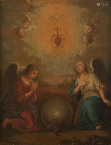 No visible signature, the Sacred Heart as the defender