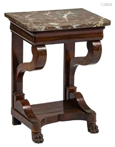 Louis Philippe mahogany console table with paw feet and