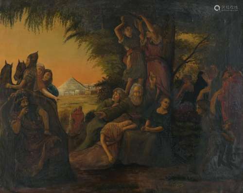 Le Cygne, an Old Testamental scene, oil on canvas,