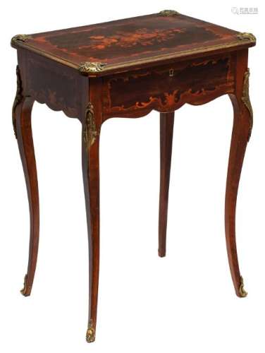 A LXV style ladies sewing work table, rosewood and
