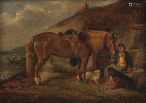 Breytle C.R., the horse guard, oil on panel, 22,5 x 31