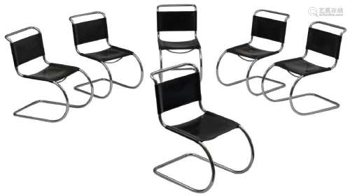 A series of six chairs after a design by Mies Van Der