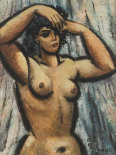 Masereel F., a female nude, oil on cardboard, dated