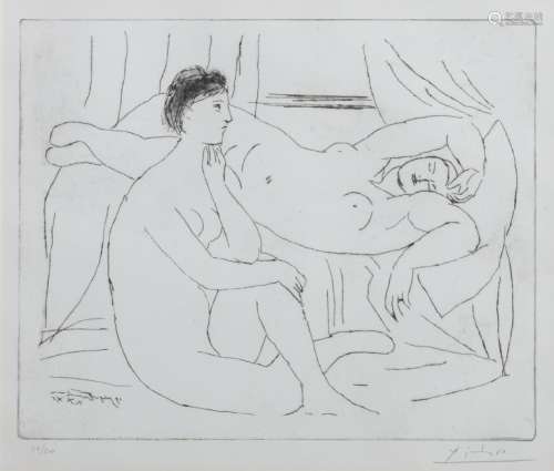 Picasso P., nude models in the studio, etching, no.
