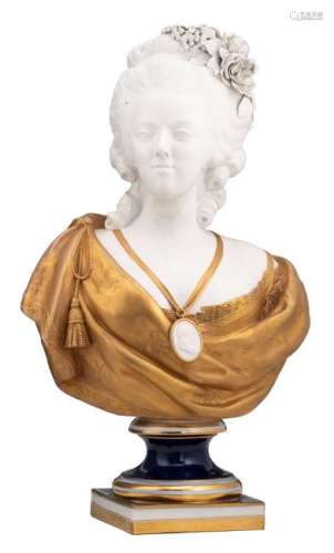 Lecomte, a bust of Marie Antoinette, partly gilt