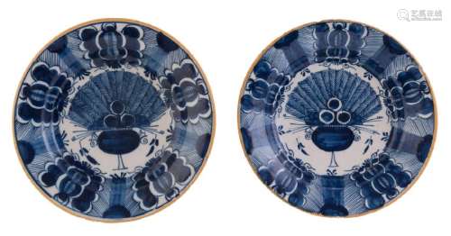 Two 18thC blue and white Dutch Delftware dishes, marked