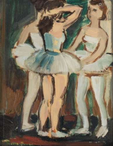 Devos P., ballerinas, oil on paper on cardboard, 28 x