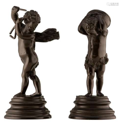 Clodion (after), percussion playing putti, patinated