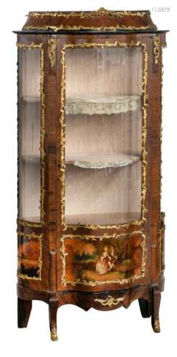 A rosewood veneered LXV-style display cabinet, set with