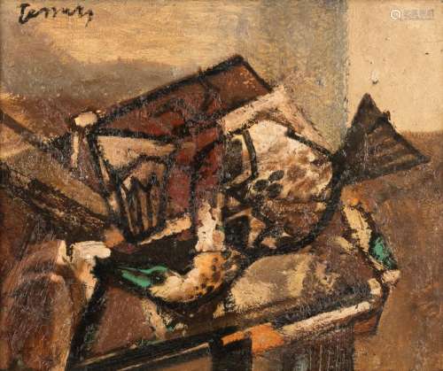 Jespers Fl., a still life with poultry, oil on panel,