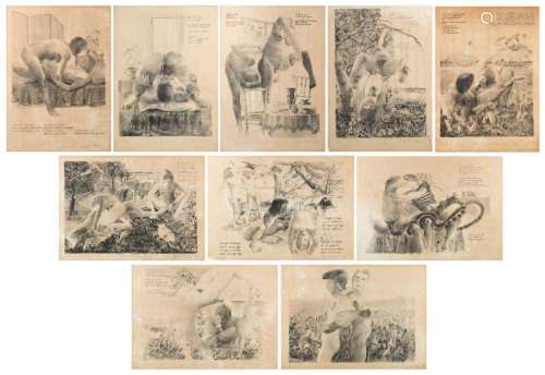 De Bruyne D., a collection of ten erotic lithographs