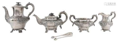 A Victorian silver four part coffee and tea set, hall