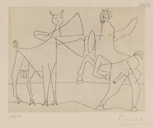 Picasso P.R., fighting centaurs, etching, no 39/50,