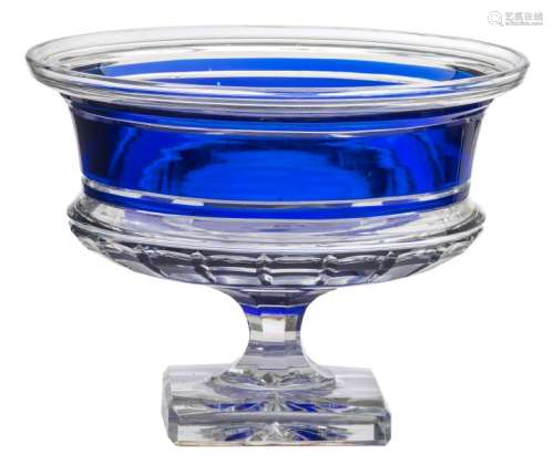 A blue overlay crystal Val Saint Lambert bowl, marked