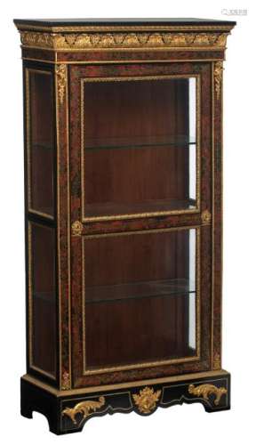 An imposing LXIV-style display cabinet, Boulle veneered