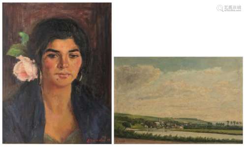 Bidlot A., a landscape, oil on hardboard, 33,5 x 46 cm;