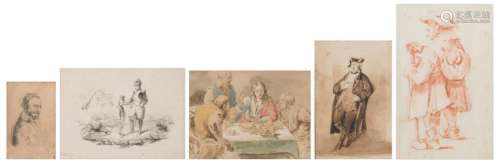 A lot of four various drawings: one 19thC watercolour