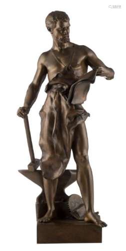 Germain J.B., the metallurgy, patinated bronze, H 38 cm