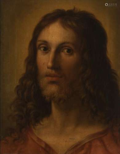 No visible signature, a portrait of the Christ, oil on