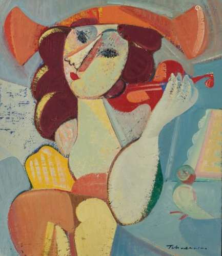 Tcholaria I., a portrait of a woman, oil on canvas, 55