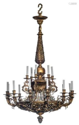 A imposing LXIV-style gilt bronze and cut glass 18