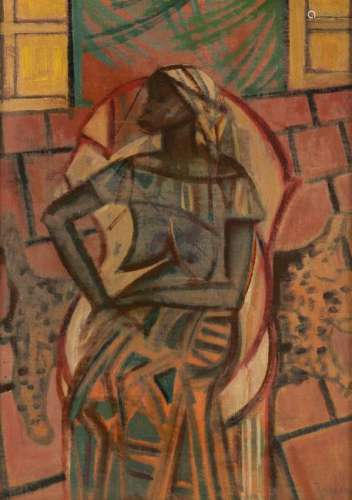 Jespers Fl., An African lady, oil on cotton fixed on
