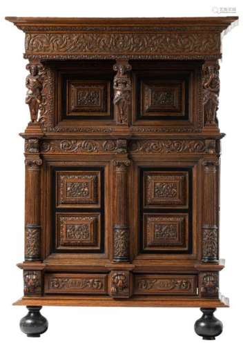 A first half of the 17thC Flemish richly oak carved