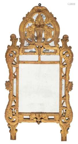 A 19thC neoclassical gilt pine wall mirror, with a