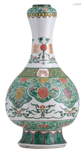 A 19thC European copy of a famille verte garlic vase,