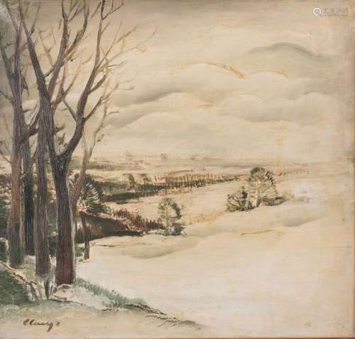 Claeys A., a winter landscape in the Flemish Ardennes,