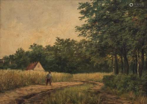 Schulman L., a rural view with figures, oil on canvas