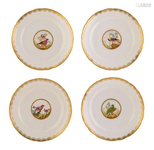 Two + two porcelain plates in the Tournai manner,