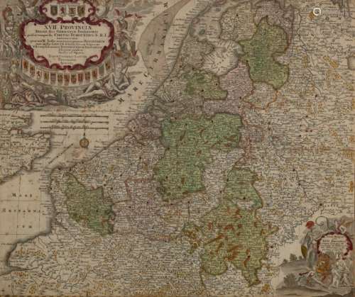 A Tobias Conrad Lotter handcoloured map of the
