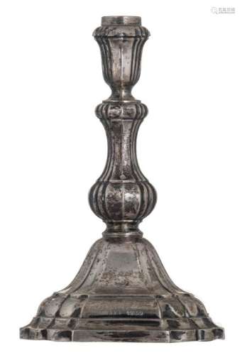A German baroque style silver candlestick, late 19th -