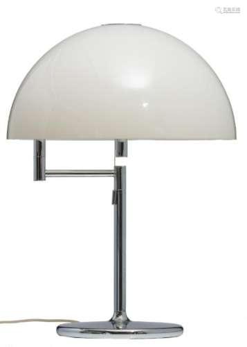 A vintage design chrome and plexi mushroom table lamp,