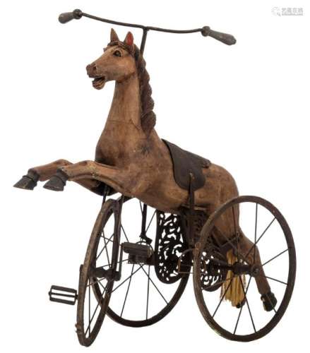A toy horse tricycle, H 90 - W 94 cm