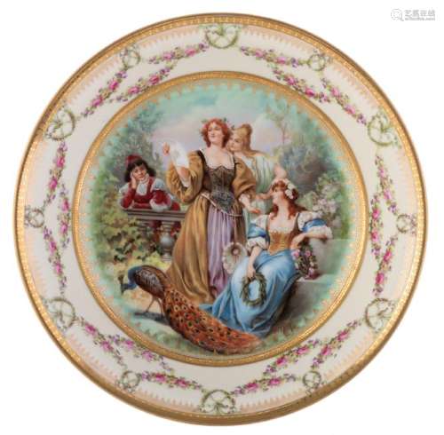 A Vienna porcelain charger, the well with historizing