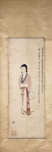 A CHINESE SCROLL PAINTING OF BEAUTY