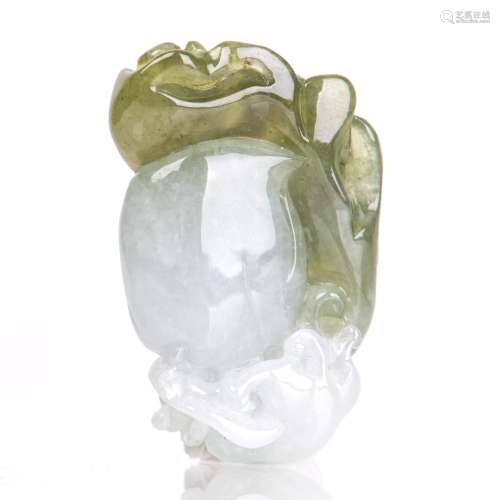 A JADEITE CARVED OF CHINESE CABBAGE